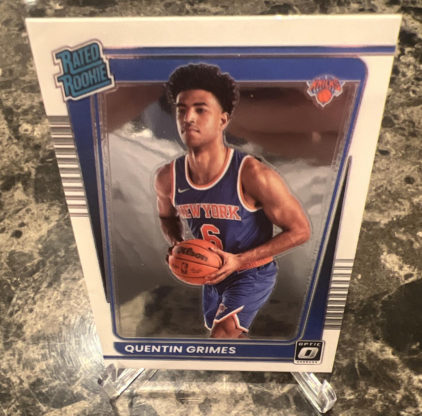 NBA Quentin Grimes 2021 Donruss Optic Rated Rookie Base Card #166 NY Knicks