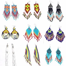 Handmade Long Women Beaded Chandelier New Design Trendy Fashion hook Earrings 