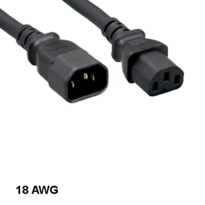 KNTK 6ft AC Power Cord IEC-60320 C13 to C14 Extension 18AWG 10A 250V SVT Cable