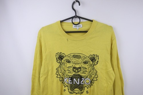 KENZO Yellow Solid Cotton Embroidered Tiger Crew Neck Pullover Sweatshirt Size L - Picture 2 of 16