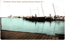 Postcard 1910 Sound steamer and Yachts, The Harbor, Newport, Rhode Island
