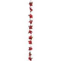 Weihnachtsgirlande Mit Roten Blumen, 180 Cm