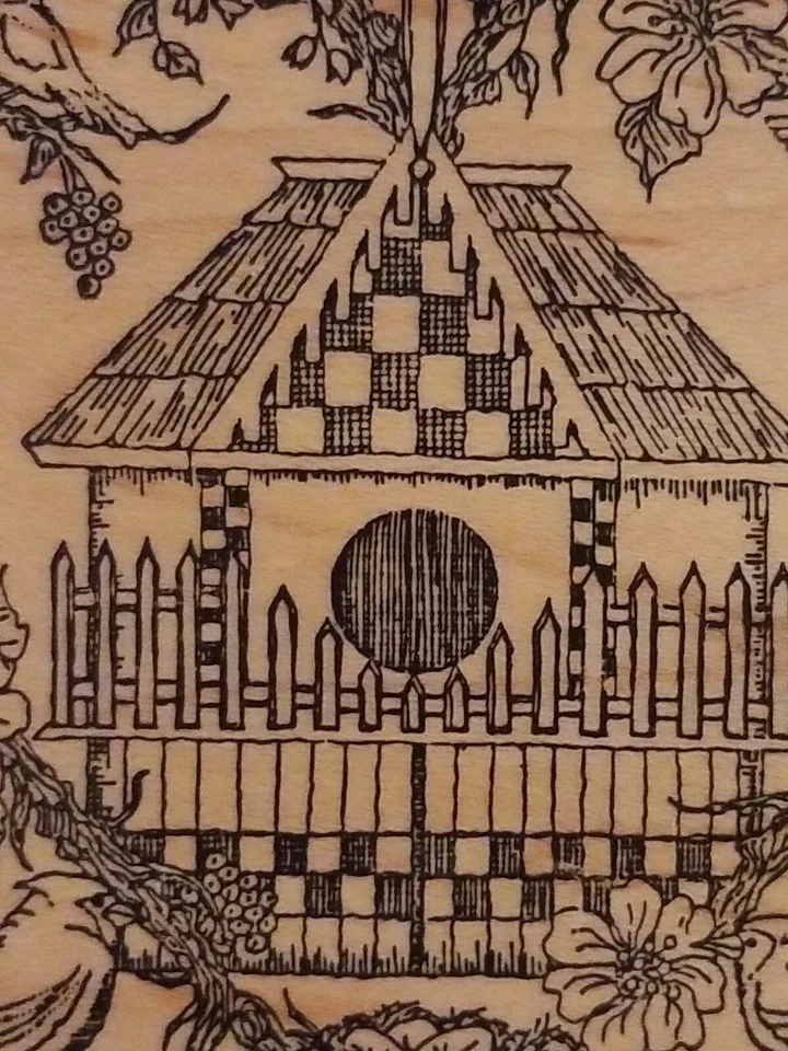 Carimbo de borracha montado em arte Hampton 1998 Lynn Norton Parker casa de pássaros coroa de coração - Imagem 2 de 4