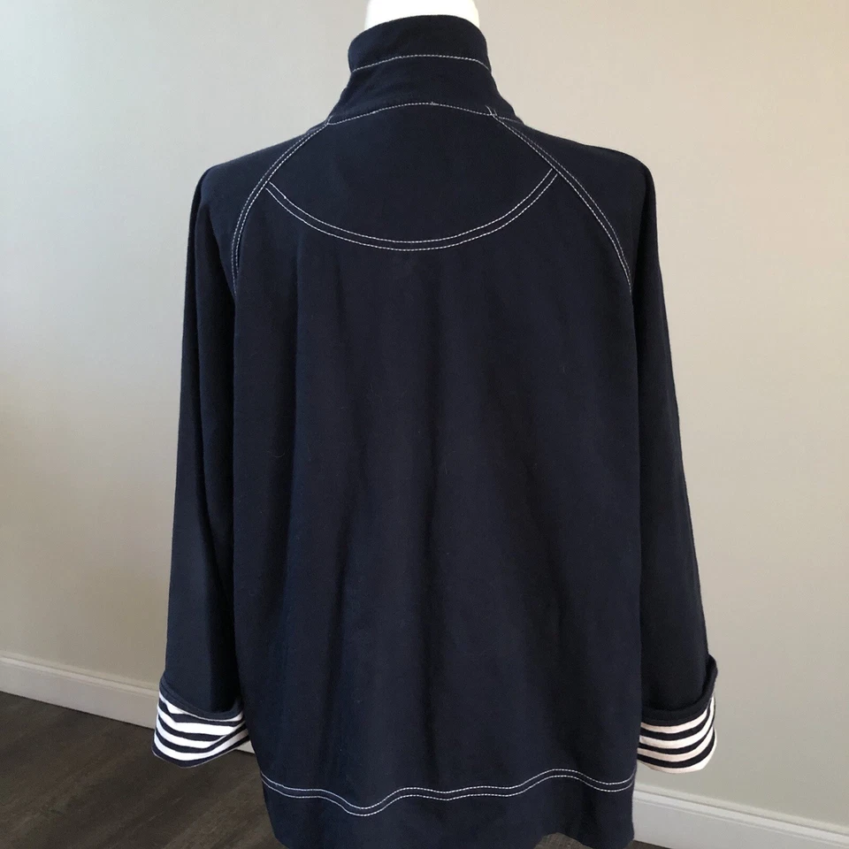 AK Anne Klein Sudadera Deportiva LS Chaqueta Frontal Cremallera Puntadas Azul Marino Talla XL Foto 4 de 4