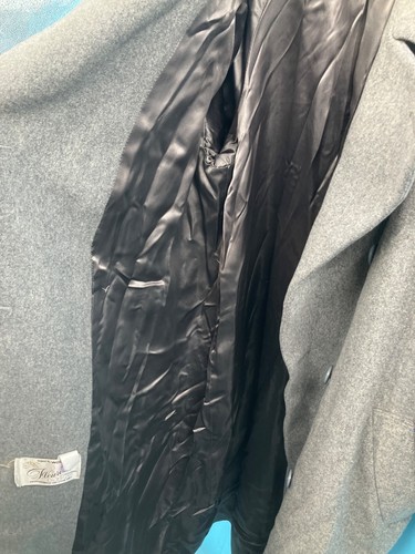 Fleurrette Of California 100% Wool Grey Double-Breasted Trench Coat With Satin L - Picture 5 of 6