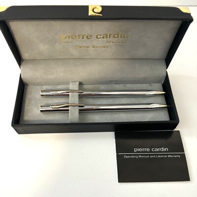 Pierre Cardin Pen and Pencil Set Silver and Gold Tone NIB NOS