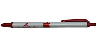 Original Vintage APPLE Computer Pen BIC Red & White Made In USA Push Button