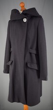 Ladies Kaliko Dark Grey Wool Blend Hooded Coat Size Uk 12