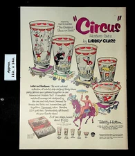 1952 Libby Glass "CIRCUS" Hostess Sets Greatest show on Earth Print Ad 42239