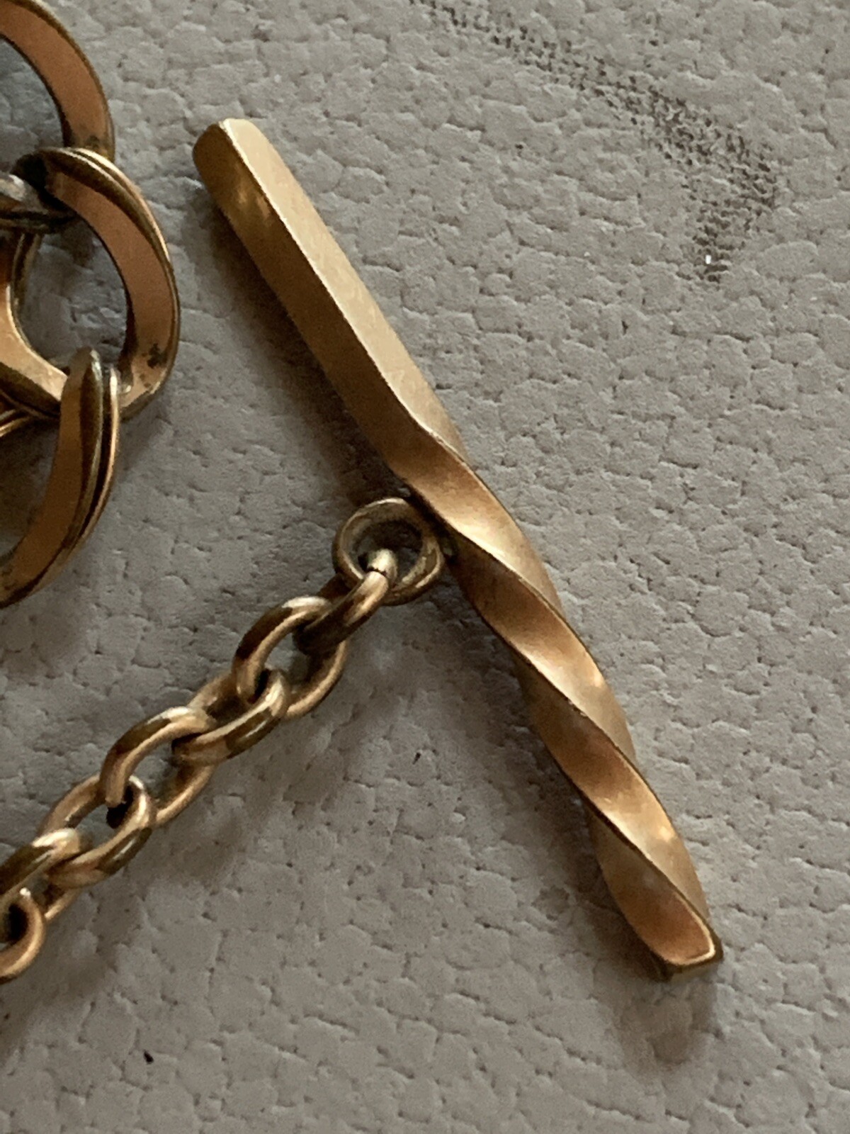 VINTAGE ANTIQUE 12K GF Goldstone Barrel Spinner Fob w 1/10 GF Watch