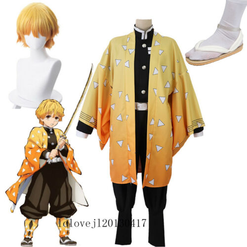 Cosplay Anime Demon Slayer Kimetsu no Yaiba Agatsuma Zenitsu Halloween Costume