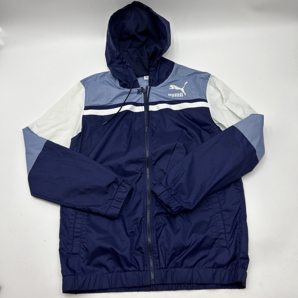 Puma Men's Archive Logo Windbreaker Jacket Size MEDIUM Blue