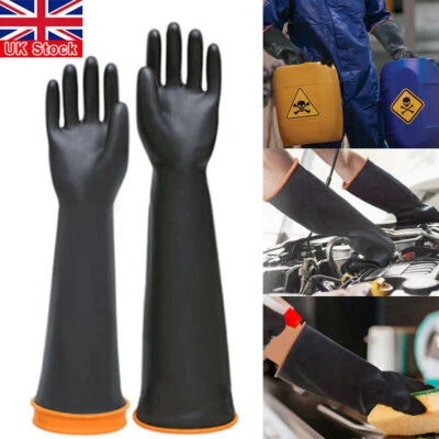 Pair of 45/55cm PPE Latex Gauntlets Long Gloves Rubber Anti Chemical Industrial