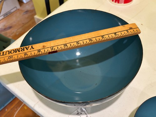 Rare Catherineholm teal blue MCM Norway enamel bowls 9.5” & 5.5 Catherine Holm - Picture 5 of 10