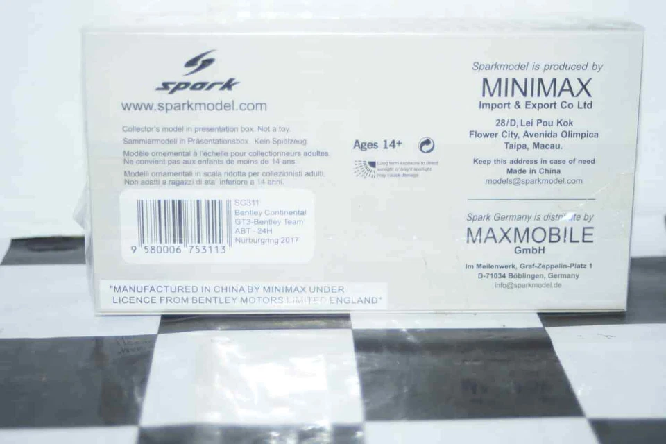 Spark Bentley Continental 24H NURBURGRING 2017 1:43 SG311 LTD 300 - Image 3 of 4