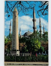 Postcard Egyptian Obelisk and the minarets of the Blue Mosque, Istanbul, Turkey