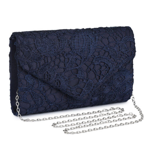 Women Clutch Envelope Evening Bag Floral Lace Bridal Wedding Party Prom Handbag