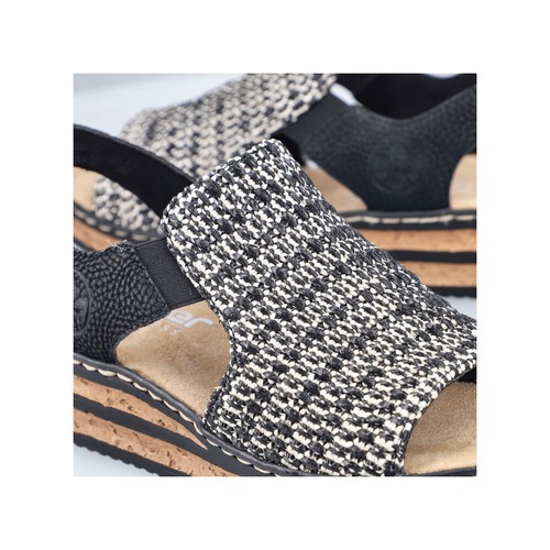 Rieker Sandalia Para Dama Zapatos Negro Beige 62971 - Imagen 10 de 11