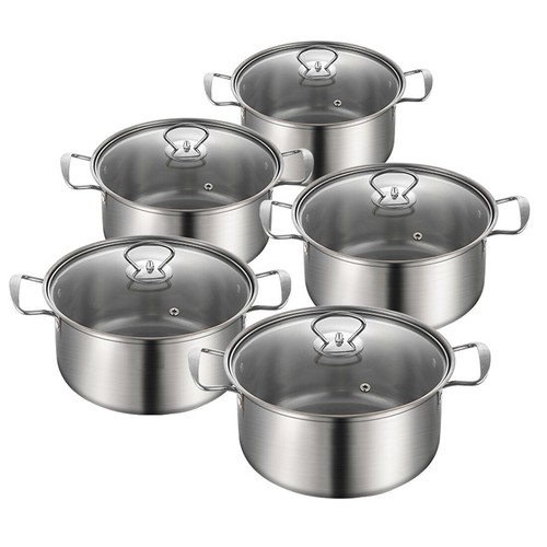 5PCS Induction Non Stick Stainless Steel Cookware Cooking Pot Pan With Lids Set - Picture 2 of 11