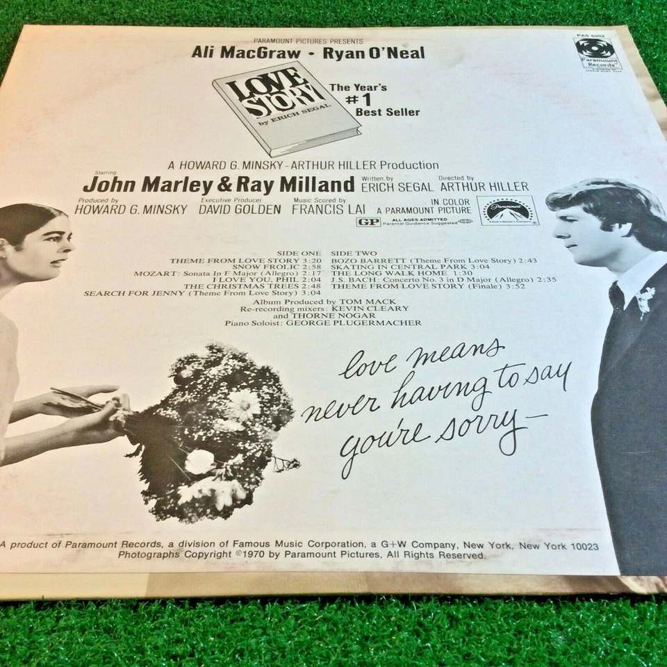 Love Story Music From The Original Motion Picture Soundtrack 1970 Album Vinyl LP - Image 3 of 4