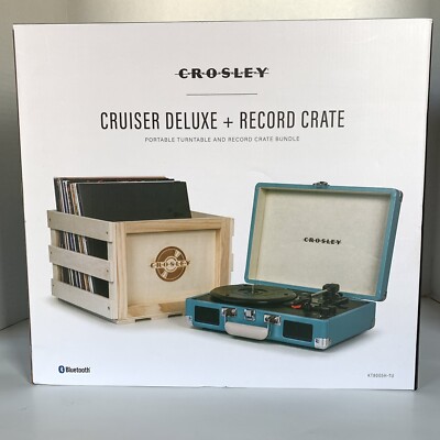 Crosley Cruiser Deluxe + Record Crate Turquoise 3 Speed Turntable Bluetooth