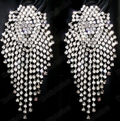 CLIP ON Clip/Ohrstecker GROSSE FUNKELNDE KRISTALL OHRRINGE Statement GROSS Silber Strass