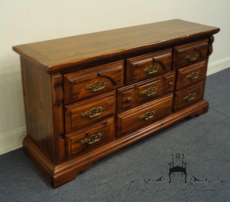 AMERICAN DREW Solid Pine Rustic Country French 67" Triple Dresser 82-130 - Image 3 of 4