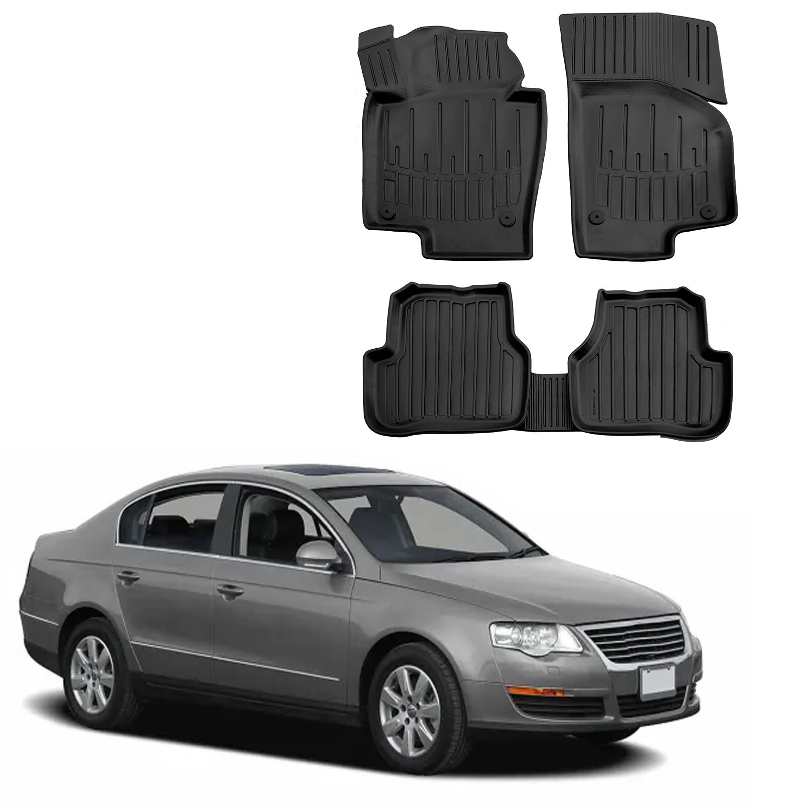Tapis en caoutchouc Passat B4 sur mesure premium noir antidérapant Scoutt 3D