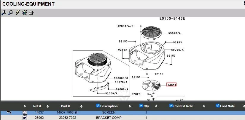 Genuine Kawasaki 14037-7008-9H Housing Screen 14037-7008 FH601D FH601V FH641V - Image 2 of 4