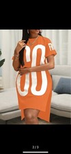 WOMEN'S PLUS SIZE LETTER PRINT SLIT DRESS