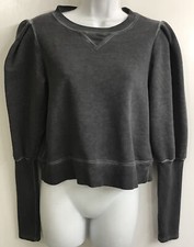 Veronica Beard Sweatshirt Gray Crop Long Fitted Wrist Round Neck Size S