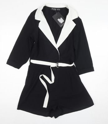 Missguided stilvoller schwarzer Polyster Playsuit für Damen, Größe 8