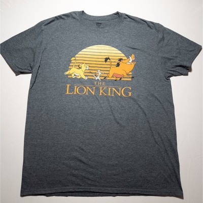 Disney The Lion King T-Shirt Mens XL Gray Simba Timon Pumbaa Sunset Graphic Tee