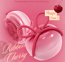 Auténtico cepillo de pelo Medicube x FOREVER:CHERRY cinta rosa cereza desenredante