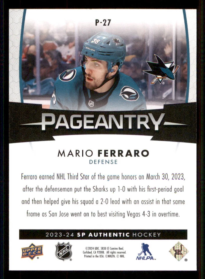 2023-24 SP Authentic Pageantry #P27 Mario Ferraro - Image 2 of 2
