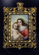 KPM Berlin marked Porcelain Plaque Raphael’s Sistine Madonna, Ornate gilt frame