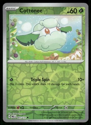 Cottonee 007/131 Common Prismatic Evolutions Pokemon Reverse Holo Near Mint