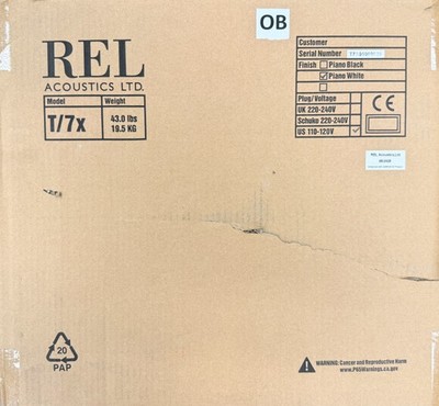 REL T/7X Home theater Subwoofer - High Gloss White - OB