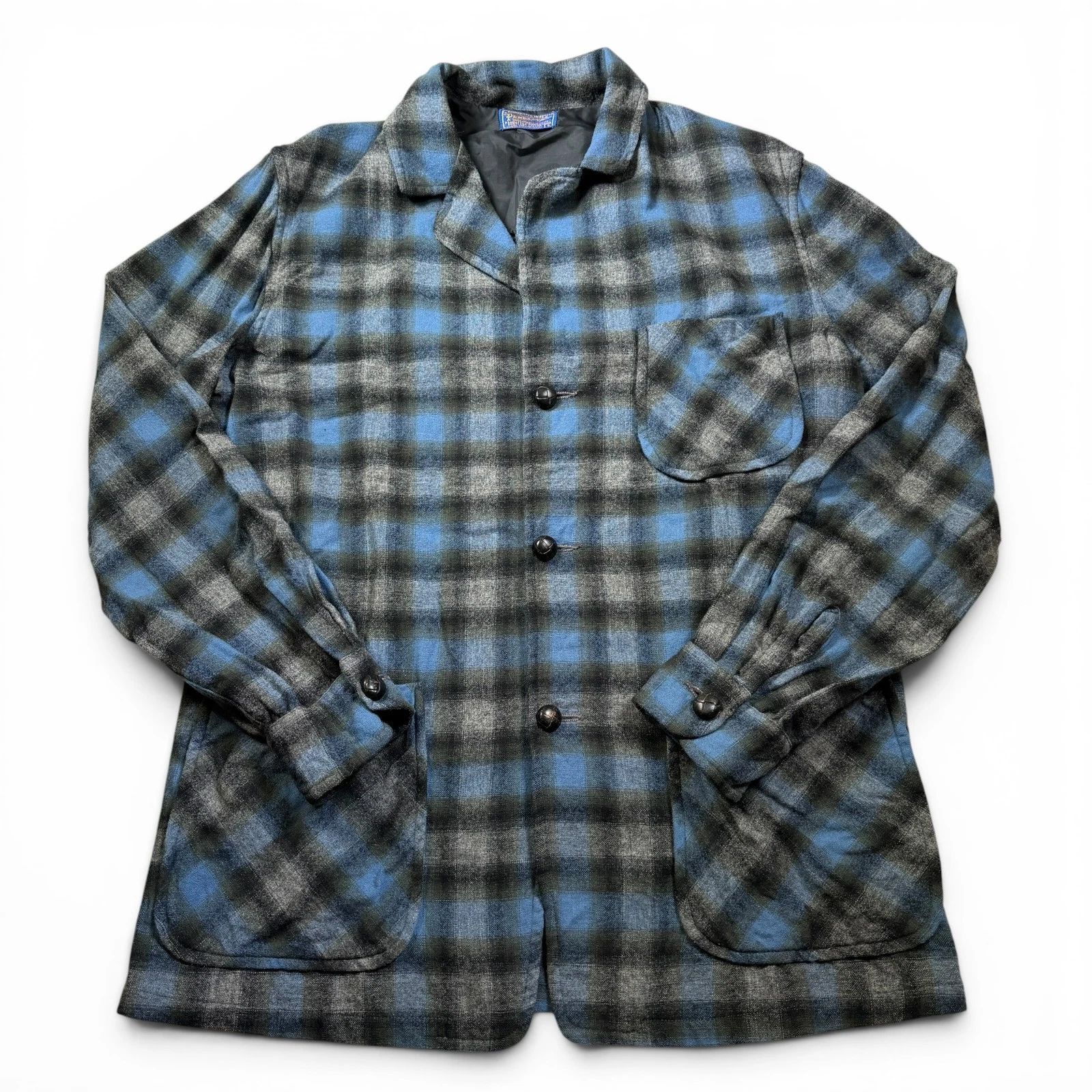 Vintage 60’s Pendleton Wool Blazer Chore Shirt Jacket Blue Men's Small