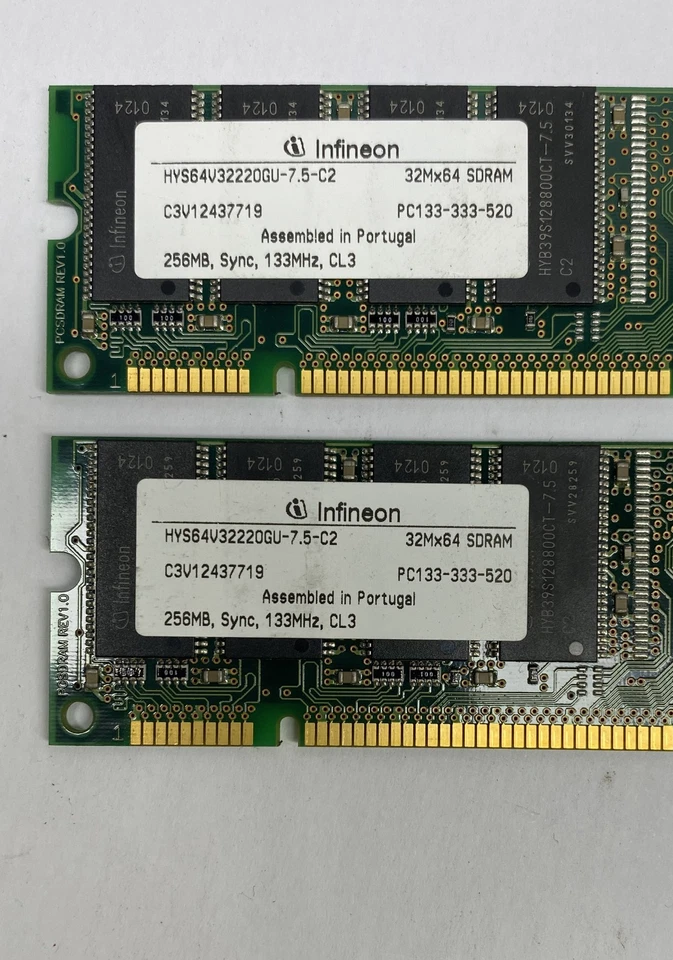 512MB (2x 256MB) Infineon HYS64V32220GU-7.5-C2 PC133 168-P SDRAM Computer Memory - Image 2 of 3