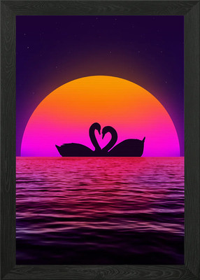 synthwave goose retro 80er gerahmtes Wandbild Poster Leinwanddruck Bild