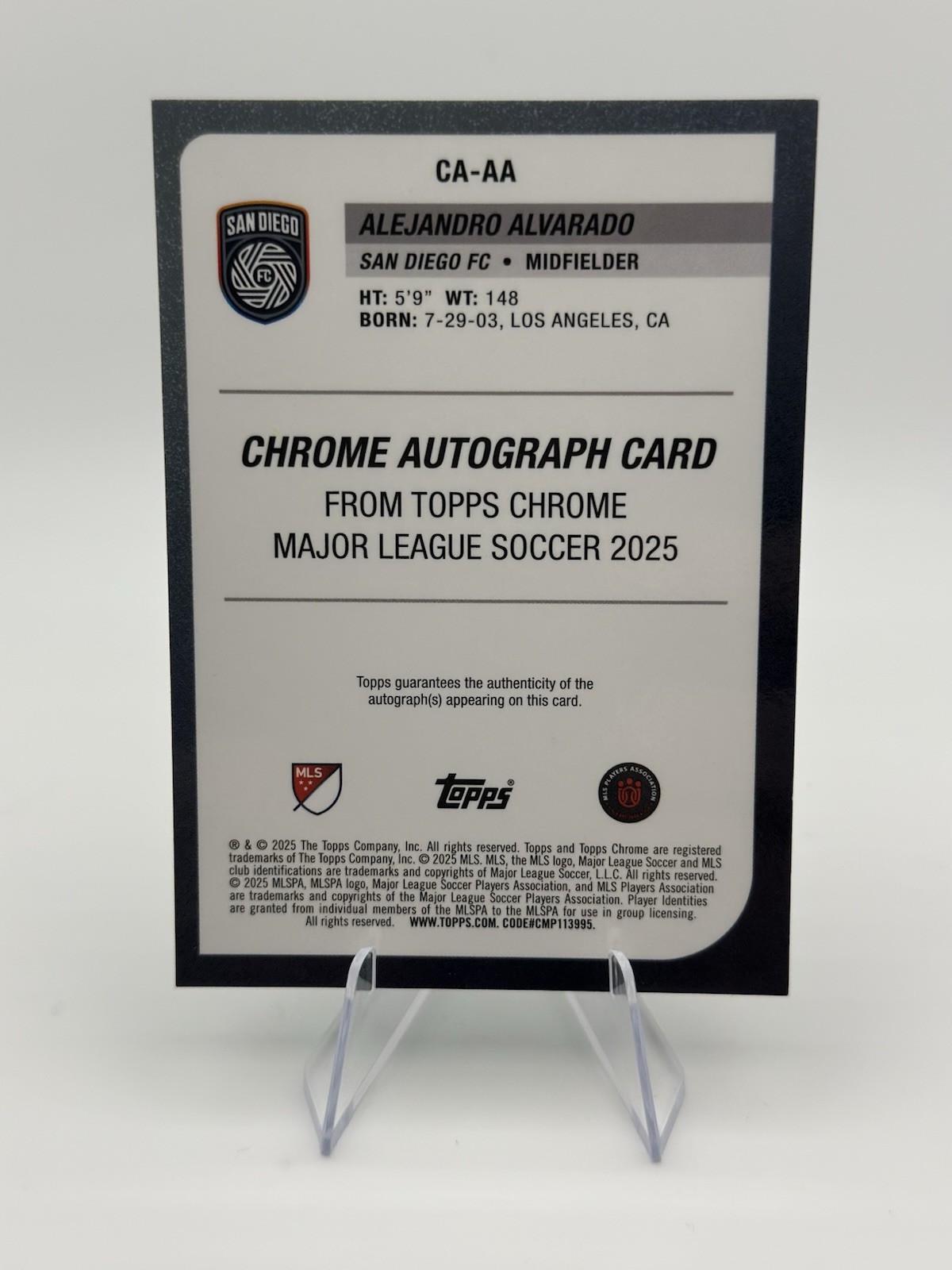 2025 Topps Chrome MLS Alejandro Alvarado Rookie RC Green Refractor Auto /99 view 2