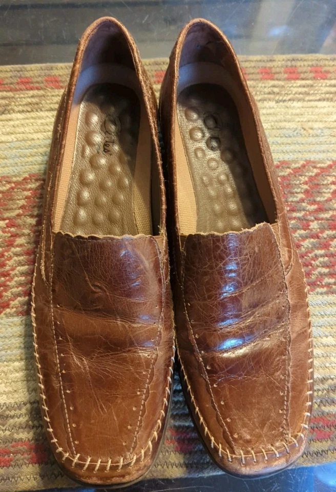 Прогулочные люльки элитные коричневые мокасины без шнуровки сморщенные кожаные туфли 12 N  - Изображение 2 из 4