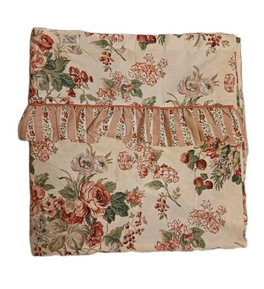 Vtg 90s Laura Ashley Shower Curtain Beige Pink Floral Cottage Rose 72x72 Shabby - Image 2 of 4