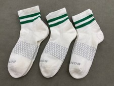 3 Pairs Bombas Honeycomb Women's 8-10.5 Green stripes Quarter Socks Size M