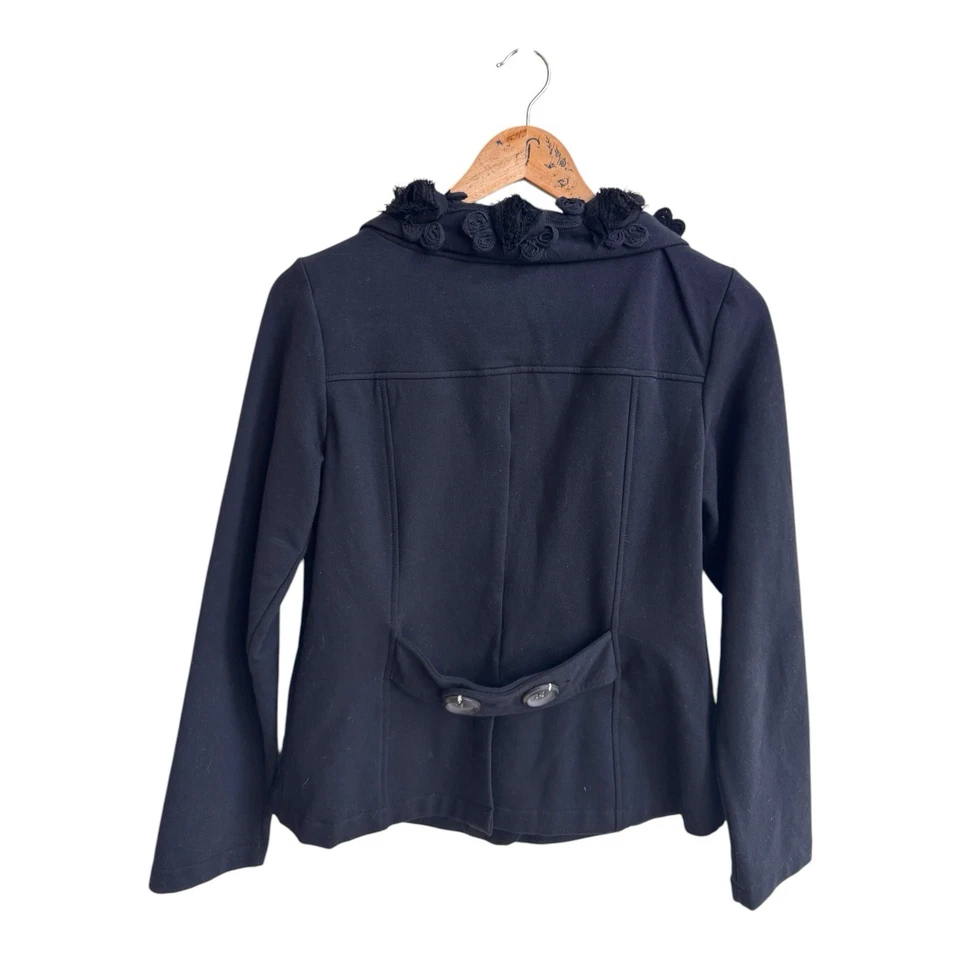 Nick and Mo Anthropologie Black V Neck Long Sleeve Knit Jacket Womens Size M - Image 2 of 4