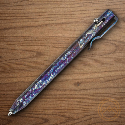 Kansept Scavenger Bolt Action Pen Titanium Lightning Strike Pocket Clip 4.88''