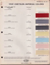 Du Pont Duco Paint Chip Pages: 1959 Chrysler & Imperial w/ 1958 Spring Colors