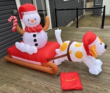 Christmas Inflatables Outdoor Decorations 4.8 Feet Tall Blow Up Snowman  Dog