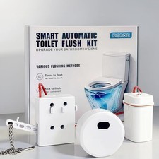 Touchless Toilet Flusher Kit Motion Sensor Flush Valve with Wireless Button, B